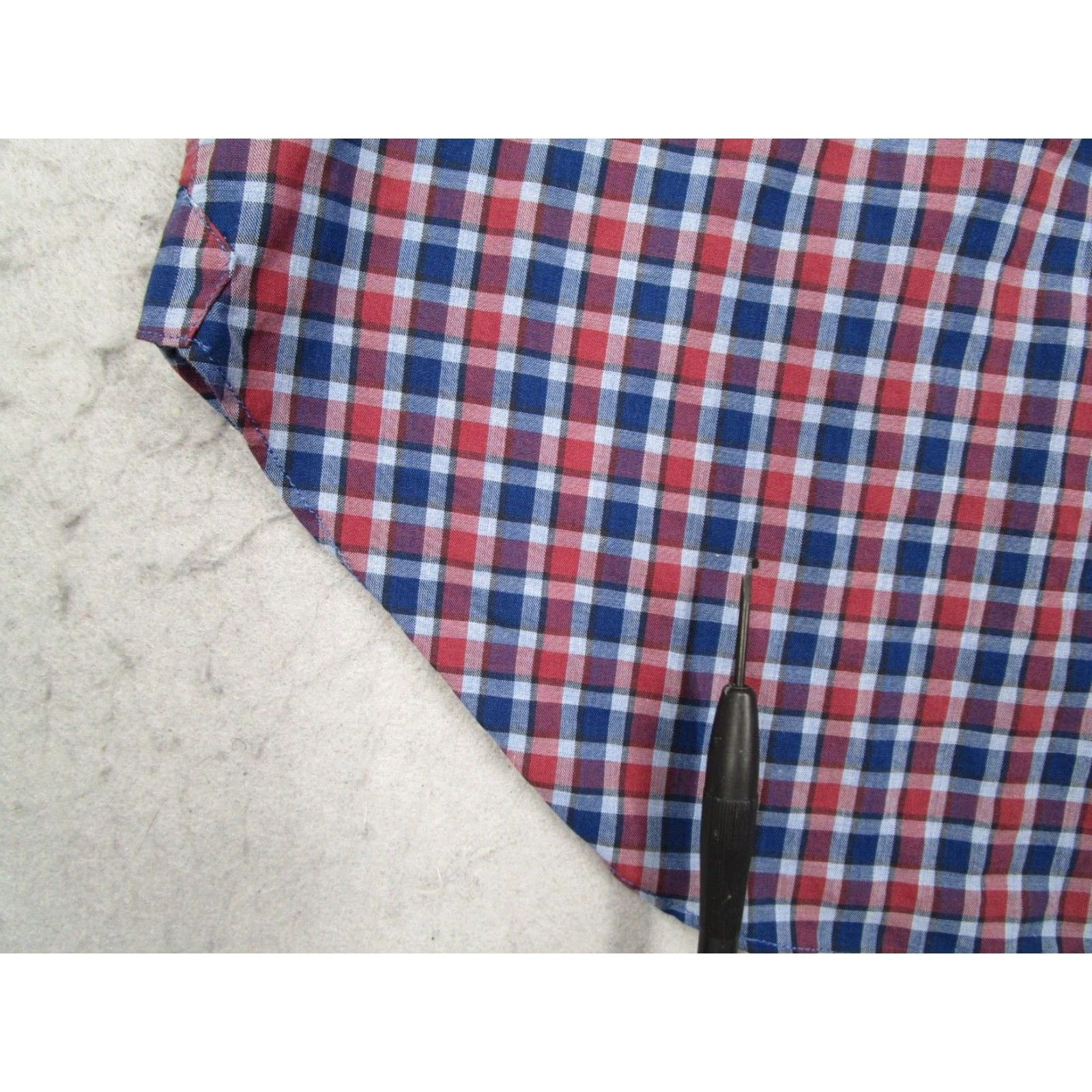 Vintage Culturata Men's Blue Check Dress Shirt Large 16.5 42 Slim Fit Cotton Long Sleeve Button Up Size 42R - 6 Thumbnail