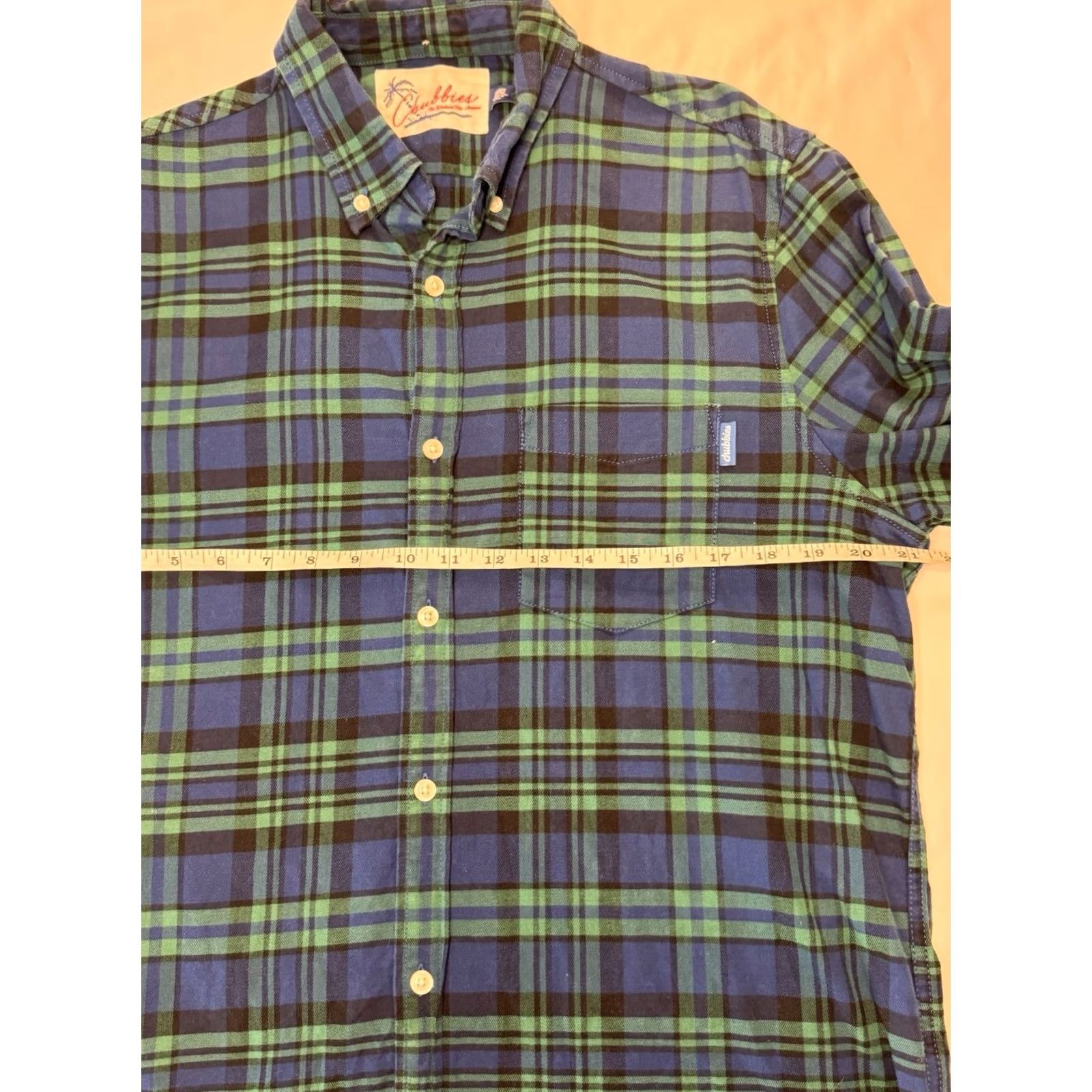 Chubbies Chubbies Shirt Mens Large Blue Plaid Flannel Button Down Long Sleeve Cotton Stretch Size US L / EU 52-54 / 3 - 4 Thumbnail