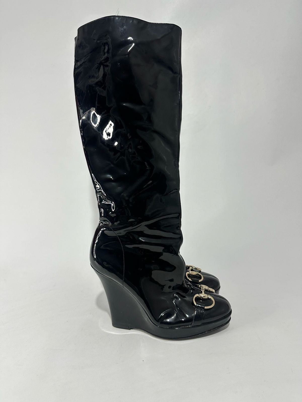 Gucci GUCCI HORSE-BIT KNEE HIGH BLACK PATENT BOOTS US 6 Size US 6 / IT 36 - 3 Thumbnail