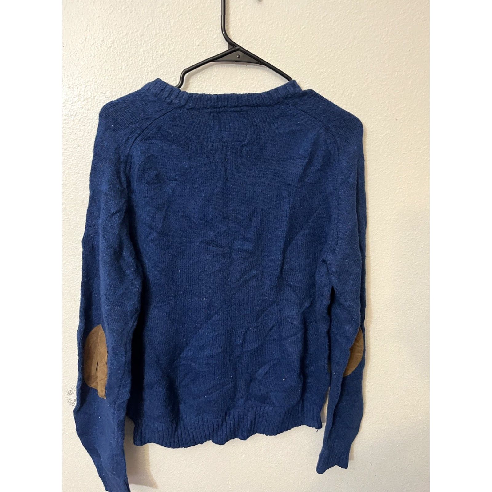 American Eagle Outfitters AMERICAN EAGLE Men’s Blue Crewneck Elbow Patch Sweater Size L Size US L / EU 52-54 / 3 - 2 Thumbnail