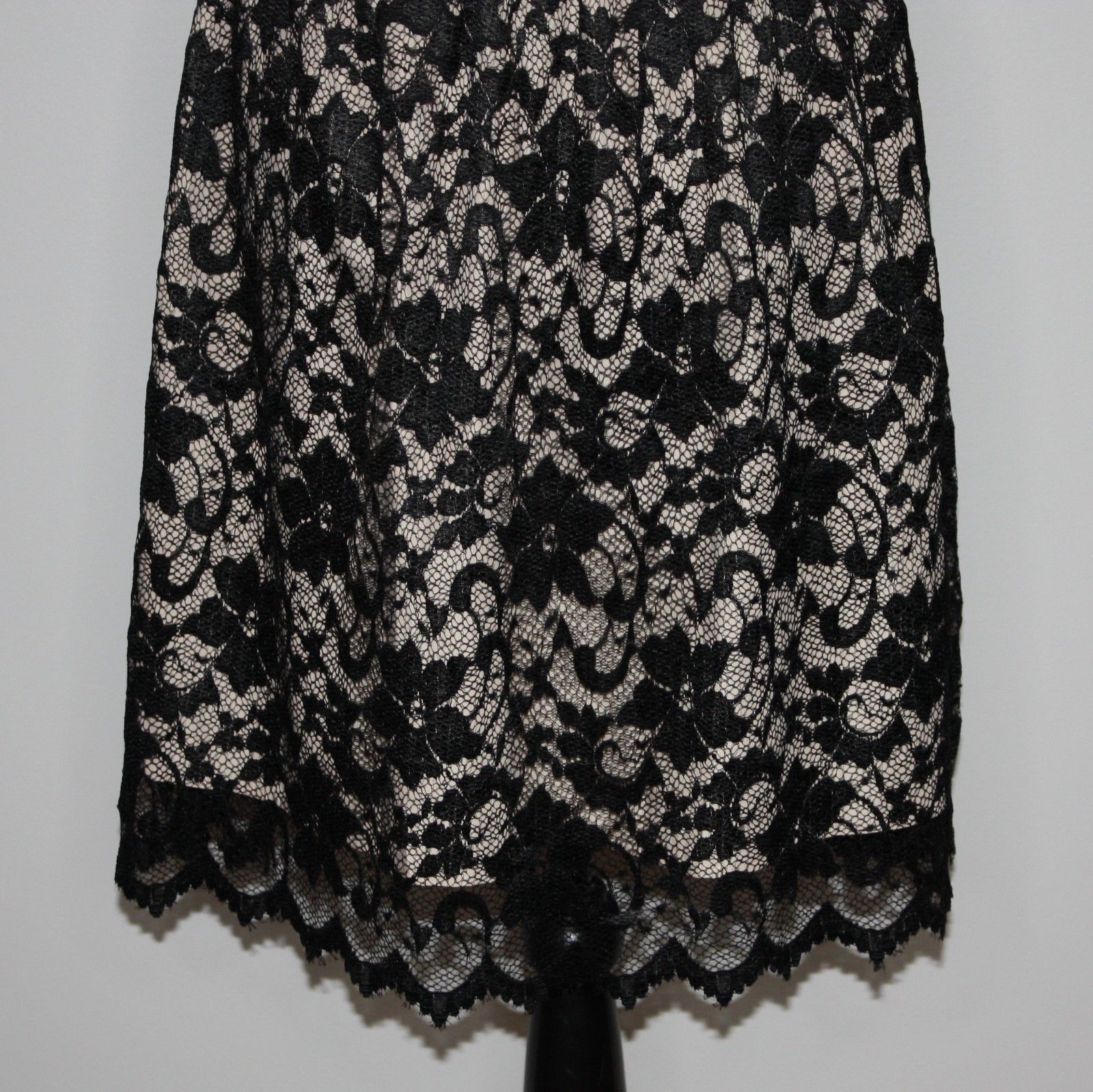 Other Wyatt Black Stretch Lace & Nude Silk Skirt Dress MSRP $260 Size L / US 10 / IT 46 - 15 Thumbnail