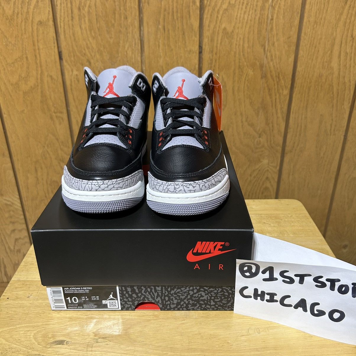 Designer × Jordan Brand × Nike Nike Air Jordan 3 Retro Black Cement 2024 Men’s Size 10 NEW Size US 10 / EU 43 - 2 Thumbnail