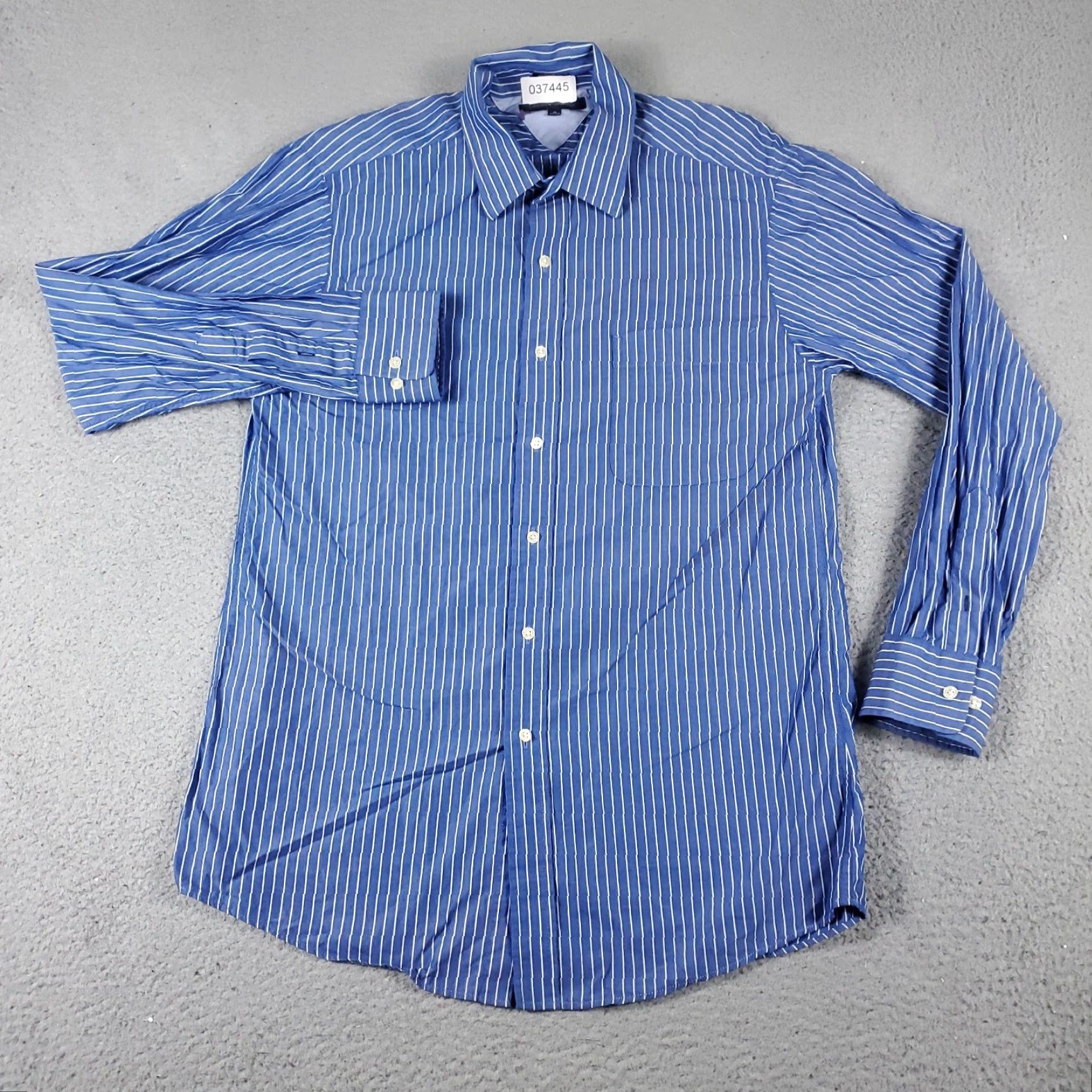 Tommy Hilfiger VINTAGE Tommy Hilfiger Dress Shirt Men 16 Blue White Stripe Long Sleeve Button-Up Casual Formal 100% Cotton Mens Regular fit Size 42R - 2 Thumbnail