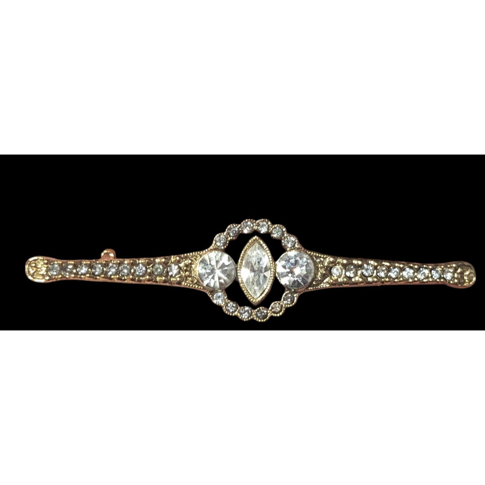 Other Vintage Art Deco Gold Tone Rhinestone Brooch Size ONE SIZE - 1 Thumbnail