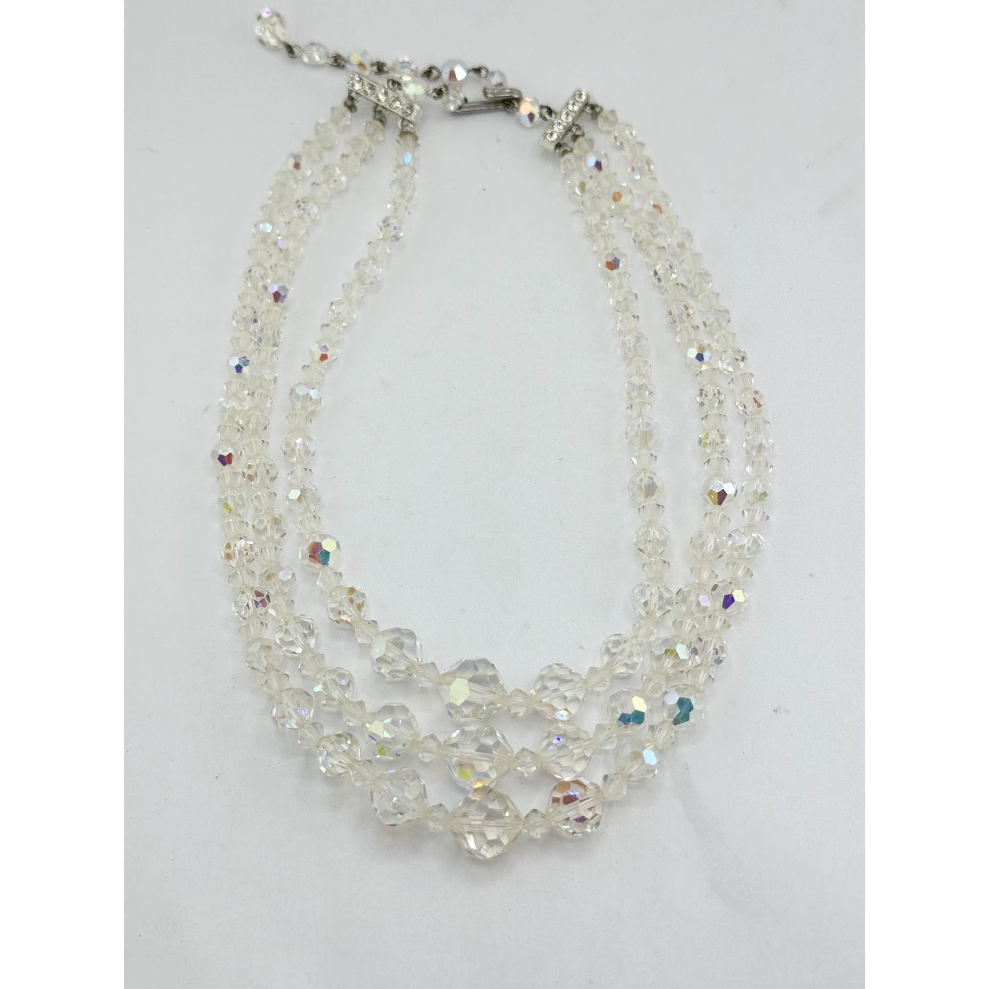 Vintage Vintage faceted crystal three strand necklace Size ONE SIZE - 2 Thumbnail