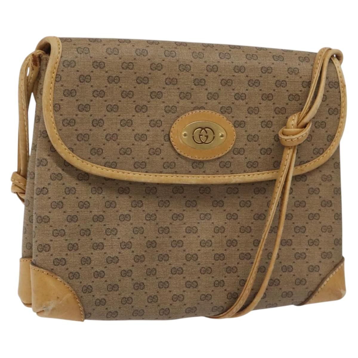Gucci Micro GG Canvas Shoulder Bag Pvc Leather Beige, Women's