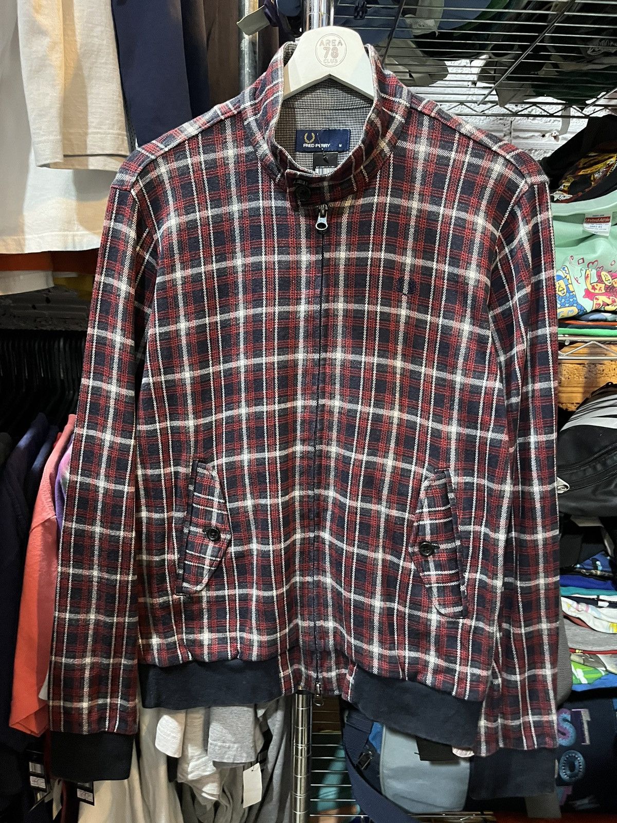 Fred Perry × Vintage Fred Perry Navy Red Plaid Track Top Jacket 90s Size US M / EU 48-50 / 2 - 1 Thumbnail