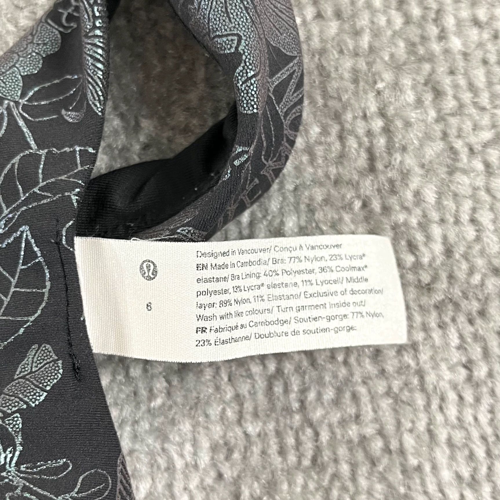 Lululemon LULULEMON Wunder Train Long Line Bra Womens Size 6 Black LW2DC0S Flourish Size ONE SIZE - 7 Thumbnail