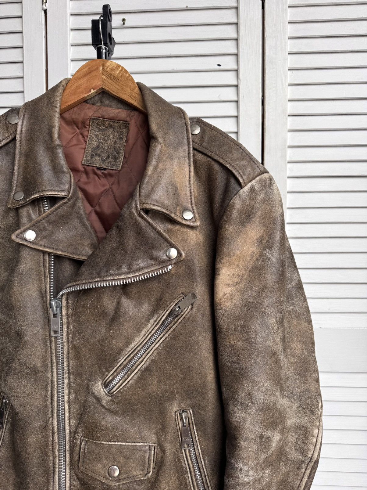 Genuine Leather Vintage German Cowhide Leather Motorcycle Jacket Distressed Size US L / EU 52-54 / 3 - 6 Thumbnail