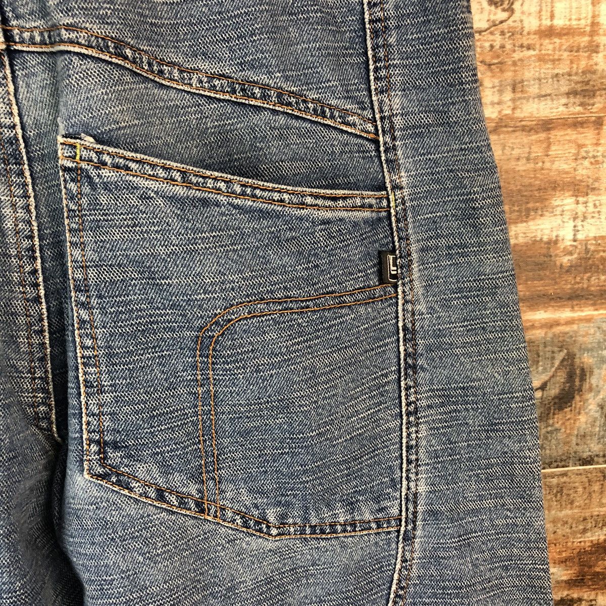 Ringspun DL Ring Spun double knee Blue vintage Denim Pants #C136 Size US 31 - 20 Thumbnail