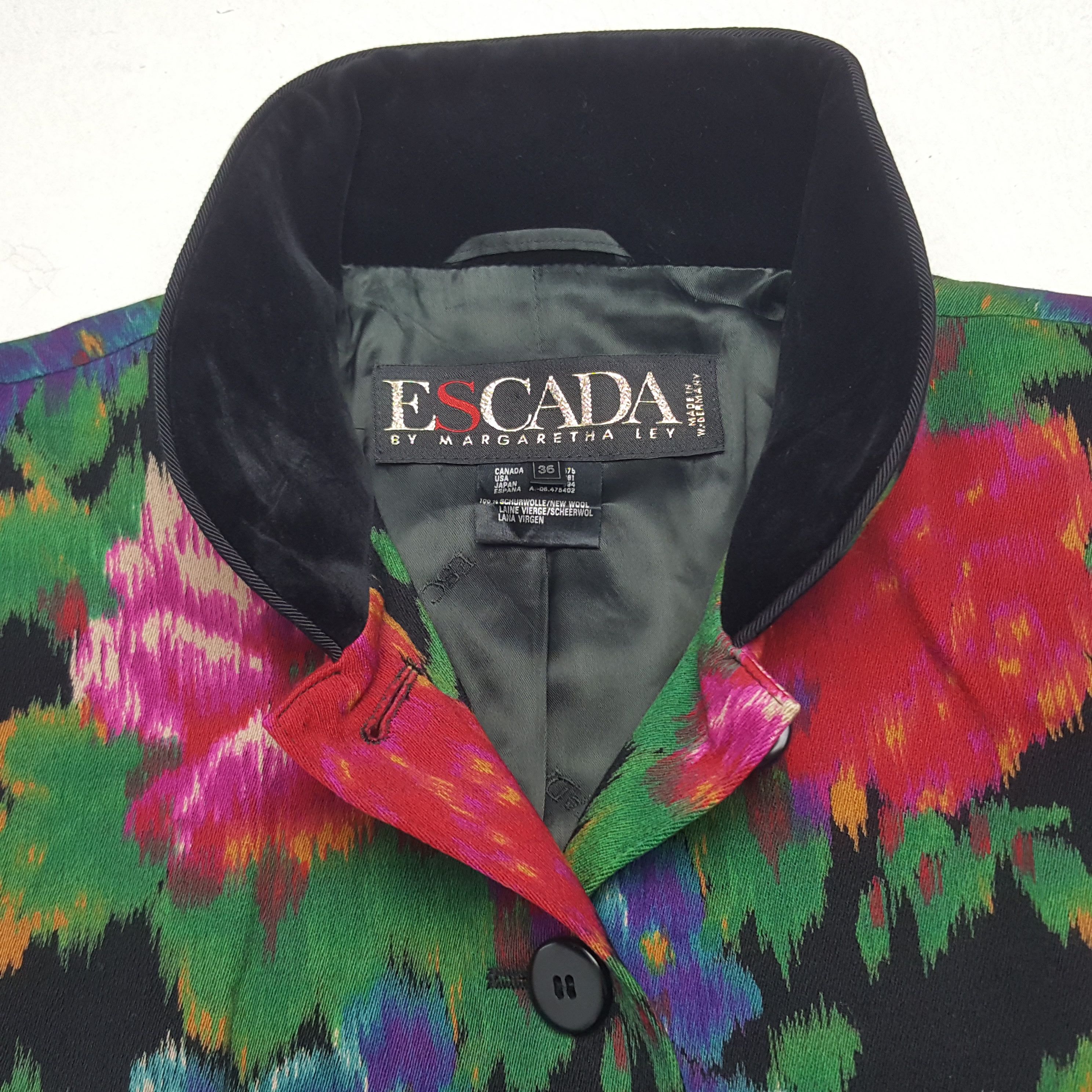 Escada × Vintage Vintage Escada Margarettha Ley Flowers Art Designer Jacket Size US XS / EU 42 / 0 - 4 Thumbnail