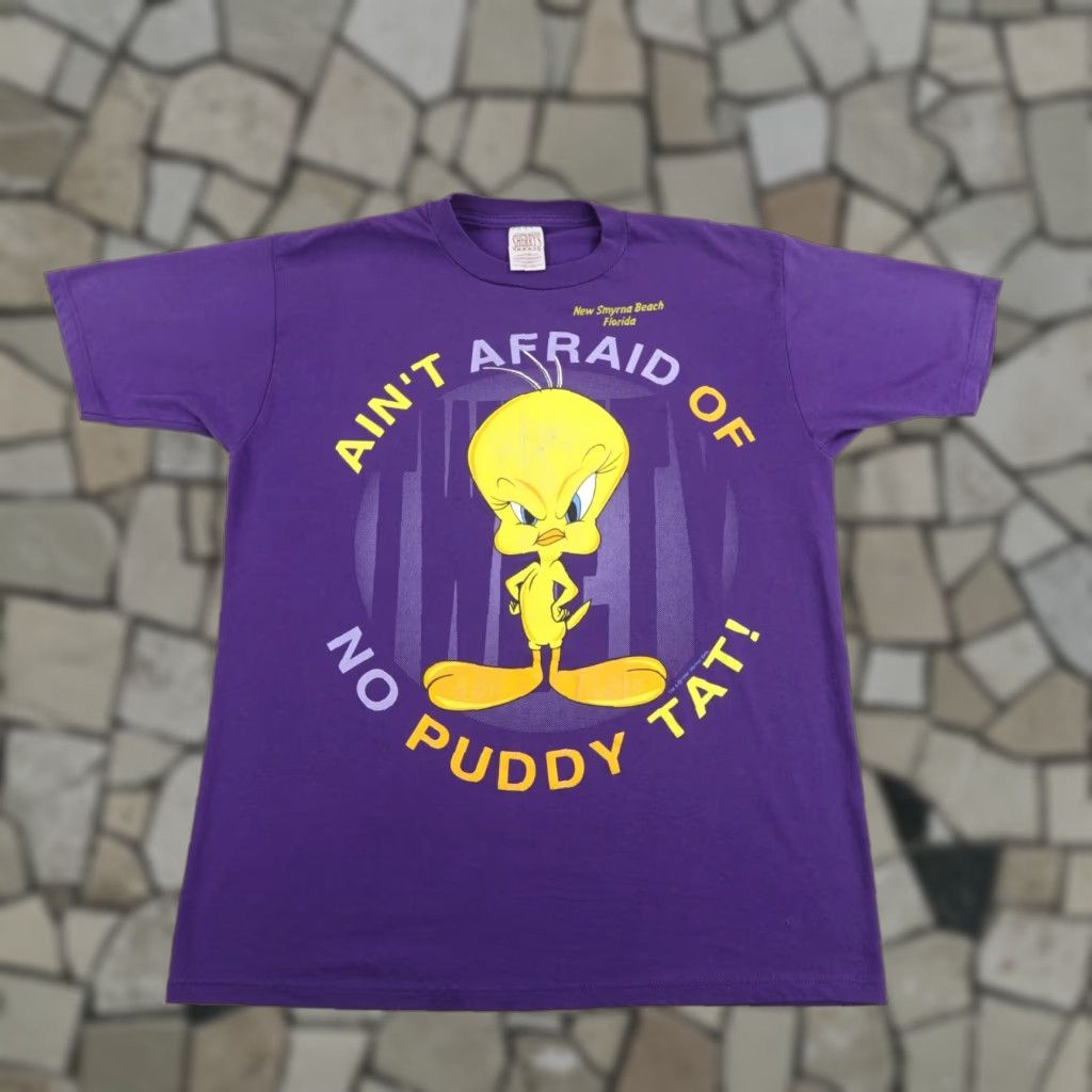 Vintage Vintage Tweety Bird Shirt Large Purple Sherrys Best Puddy Tat Looney Tunes 90s Size US L / EU 52-54 / 3 - 1 Thumbnail