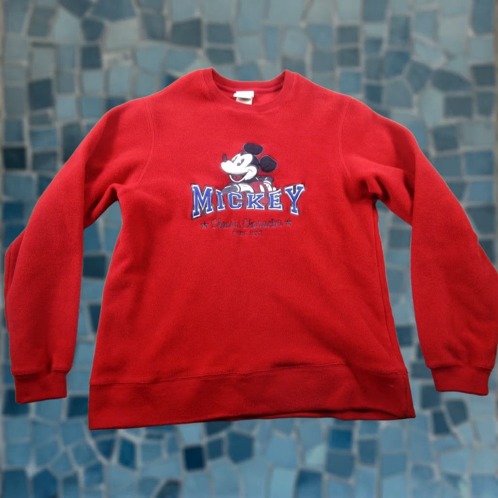 Disney Disney Sweater Womens Small Red Fleece Pullover Mickey Mouse Pullover Size S / US 4 / IT 40 - 1 Thumbnail