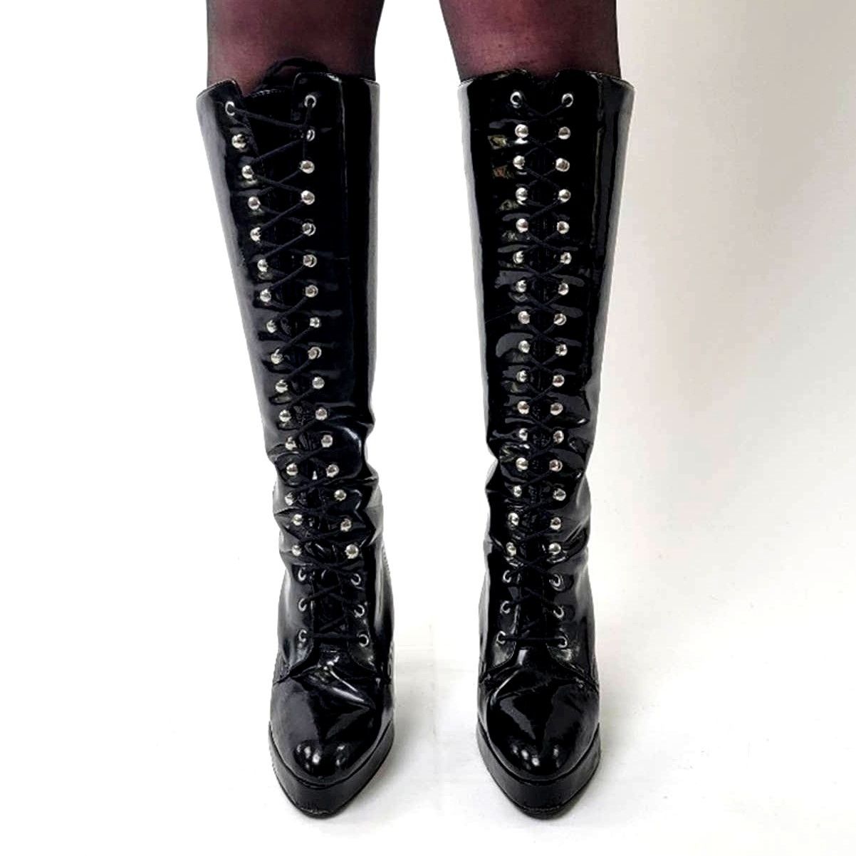 Vintage Vintage 90s Morbid Threads Goth Heel Platform Dancer Boots Size US 9 / IT 39 - 5 Thumbnail