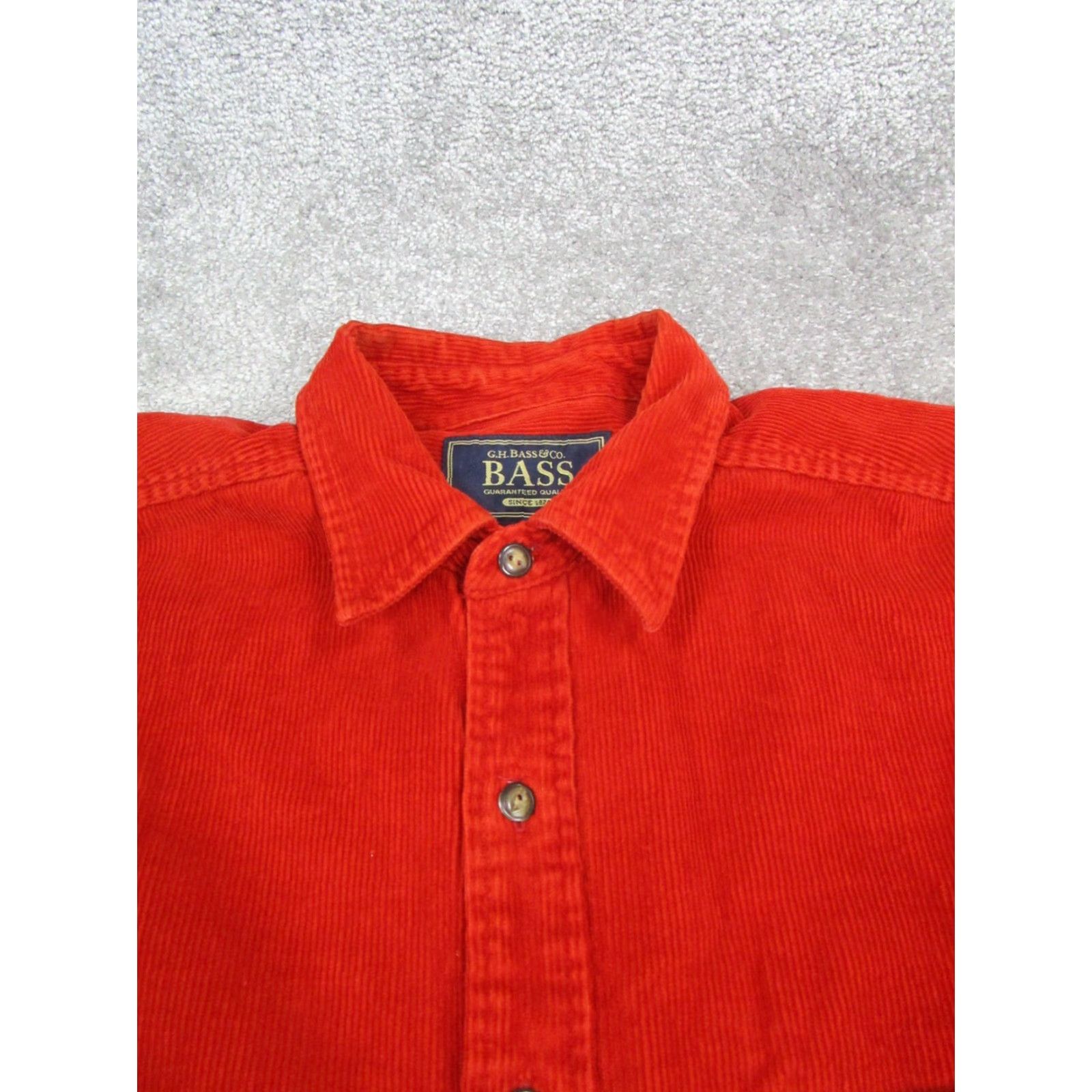 Vintage G.H.Bass & Co. Shirt Mens M Red Cotton Button-Up Long Sleeve Collared Pocketed Regular Button Down Vintage? No Size US M / EU 48-50 / 2 - 2 Thumbnail