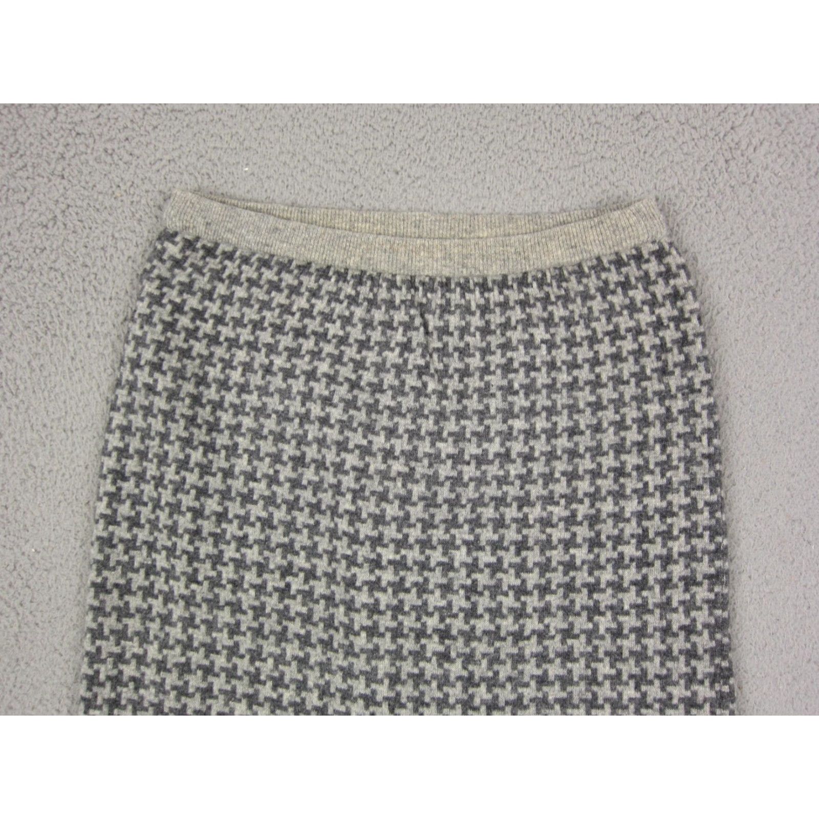 Vintage Vintage Renee Tener Skirt Womens M Gray Houndstooth A-Line Knee Length Wool Nylon Geometric 80s Size 32" / US 10 / IT 46 - 2 Thumbnail