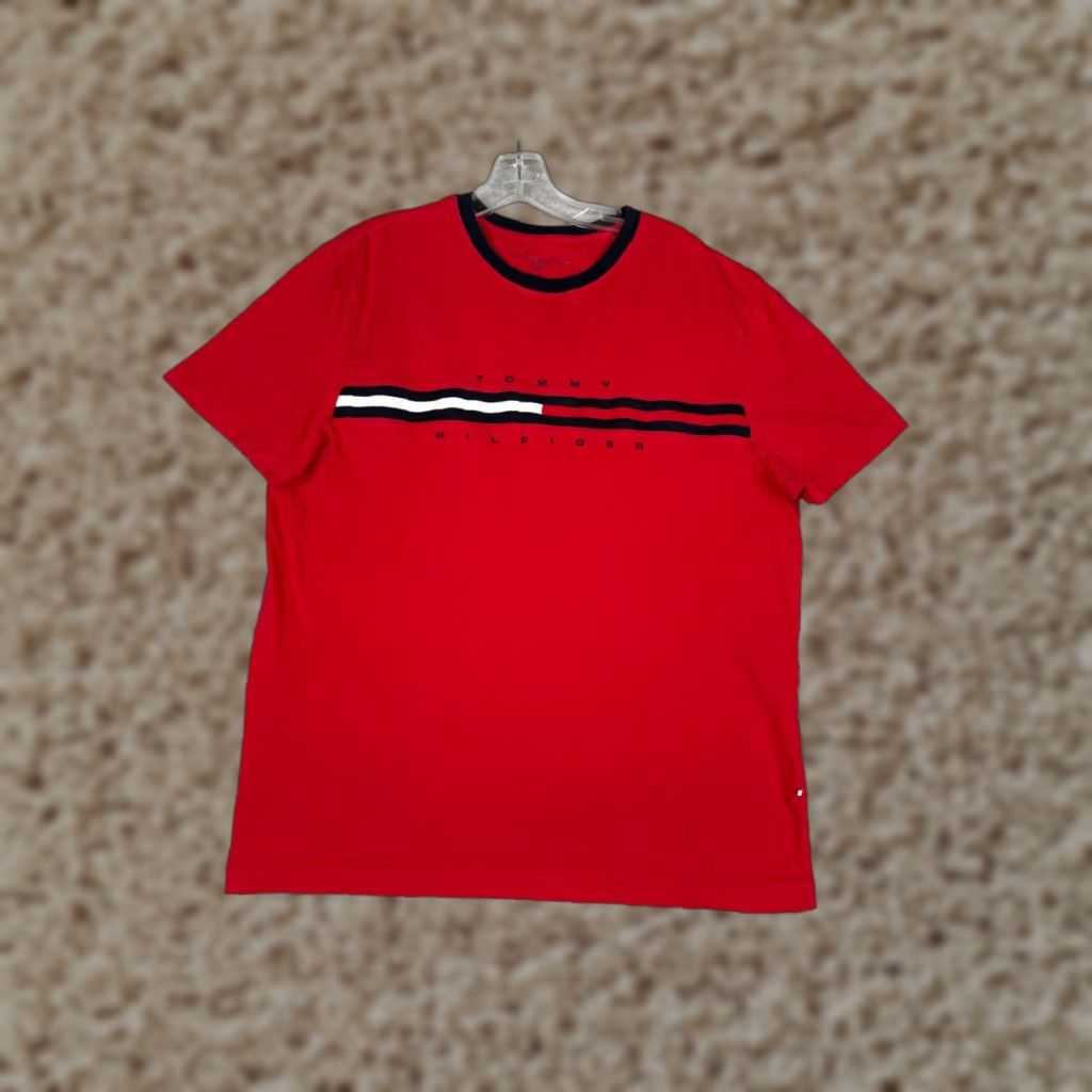 Tommy Hilfiger Tommy Hilfiger Shirt Adult Large Red Crew Neck Short Sleeve 100% Cotton Men's T-Shirt Size US L / EU 52-54 / 3 - 1 Thumbnail