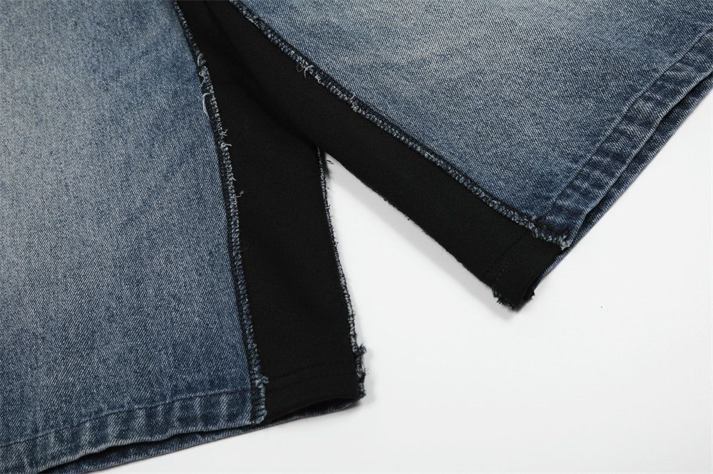 Japanese Brand × Jean Men's loose straight elastic waist stitching denim shorts Size US 32 / EU 48 - 6 Thumbnail