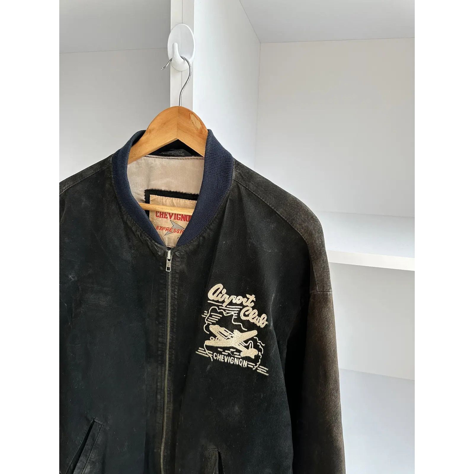 VTG Chevignon Airport Club Leather Bomber Jacket
