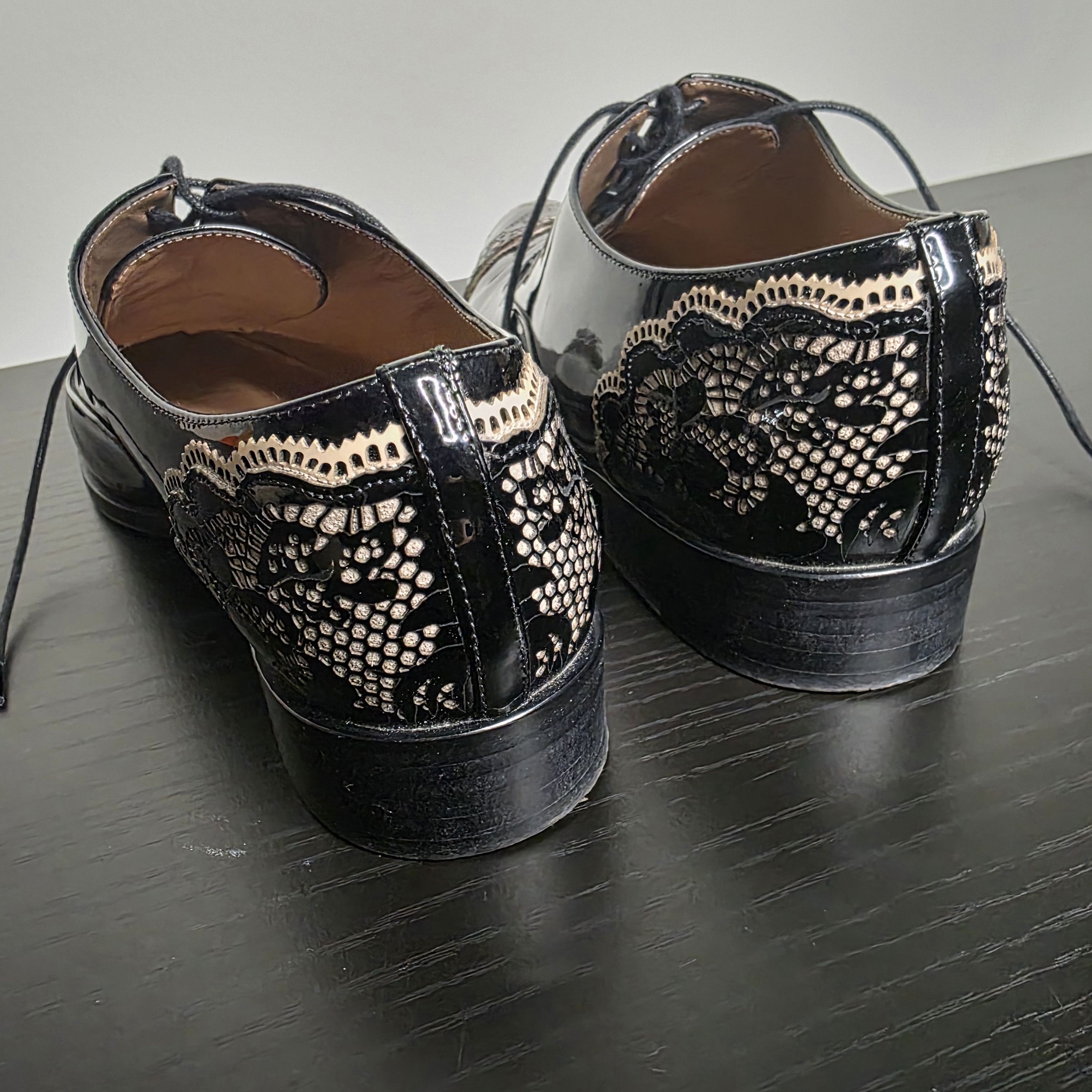Valentino Valentino Garavani Black Patent Leather Lace Oxford Shoes Size US 8 / IT 38 - 9 Thumbnail