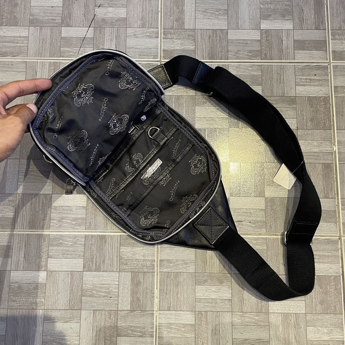 Leather × Orobianco Orobianco Nylon Trim by Leather Crossbody Made in Italy Size ONE SIZE - 10 Thumbnail
