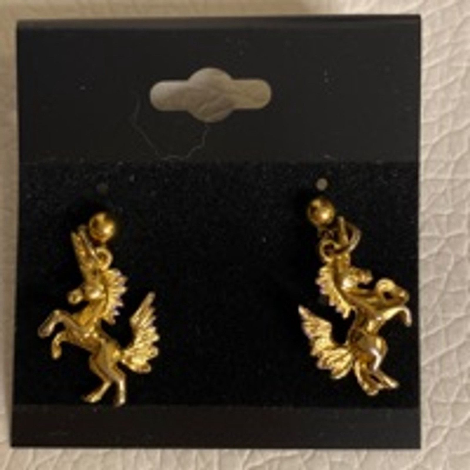 Other Gold Unicorn Pegasus Earrings Purple Wings Fantasy Dangle Size ONE SIZE - 3 Thumbnail