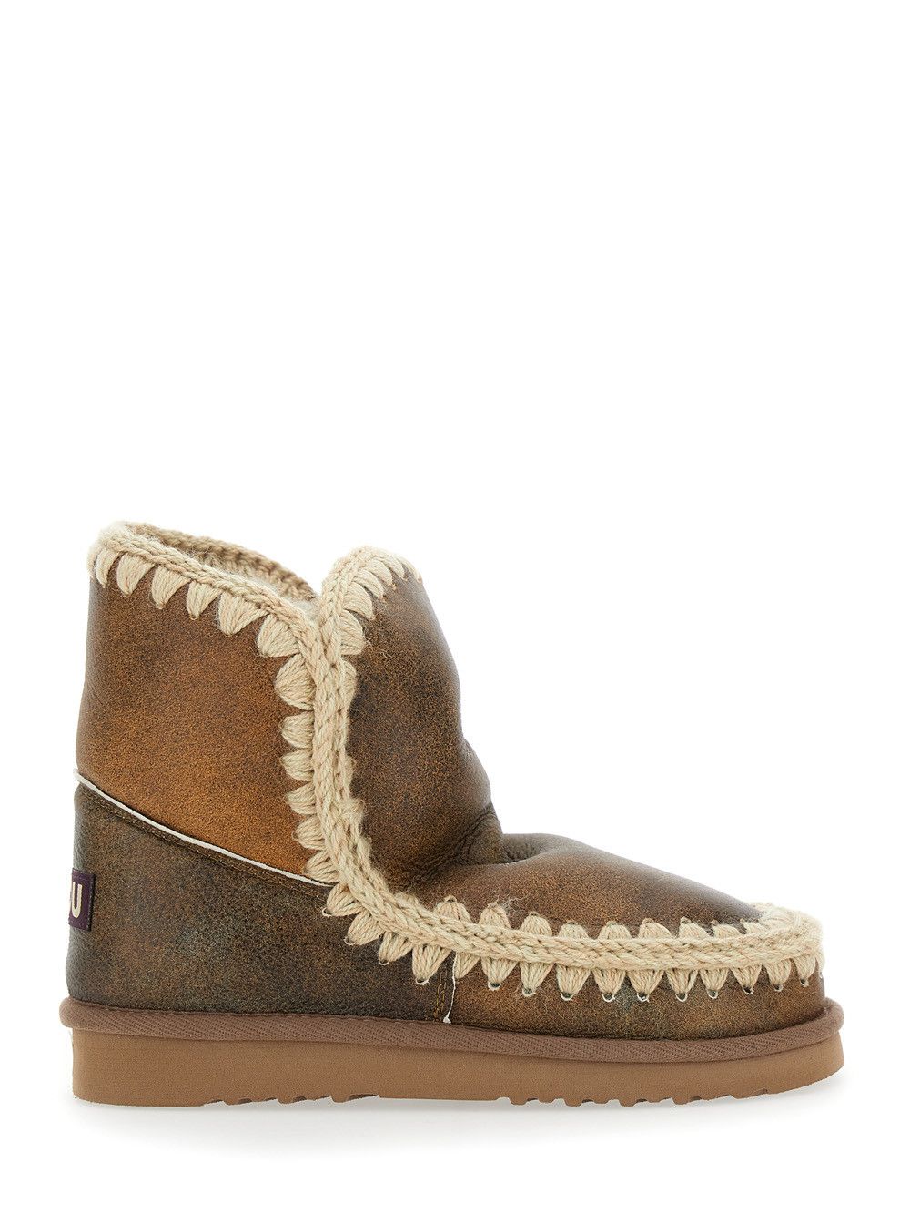 Mou 'Eskimo' Brown Ankle Boots with Crochet Details and Logo Patch on the Rear in Suede Woman Size US 7 / IT 37 - 1 Thumbnail