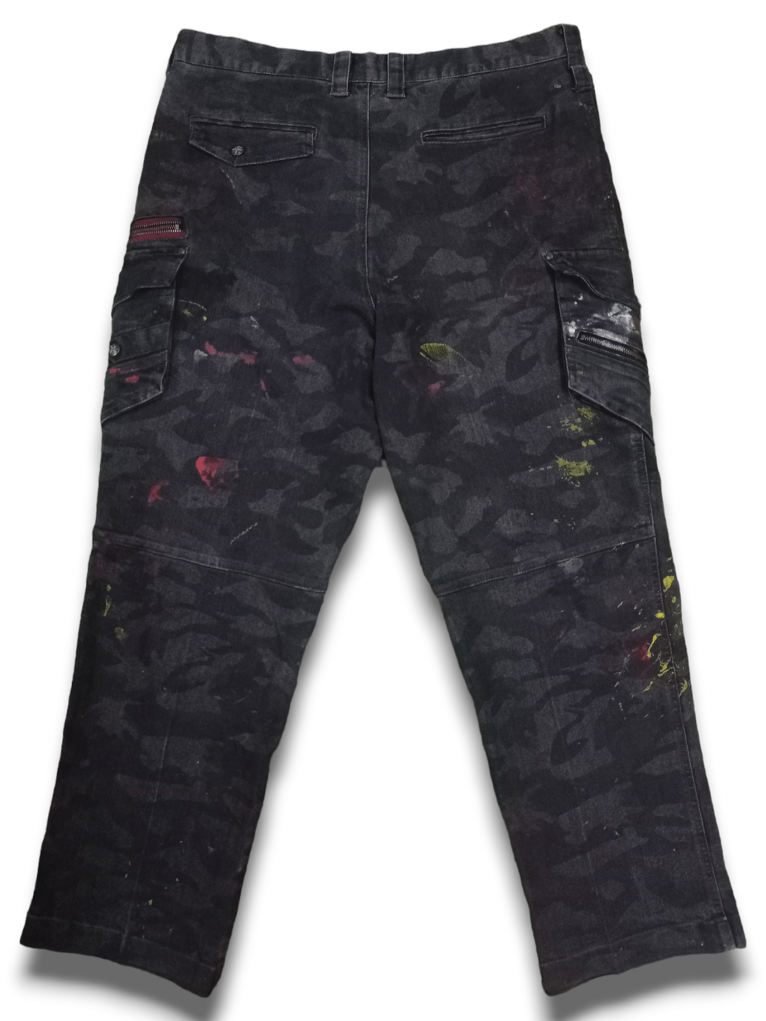 Japanese Brand Vintage Japanese Brand Painted Cargo Baggy Denim Pants Size US 34 / EU 50 - 2 Thumbnail