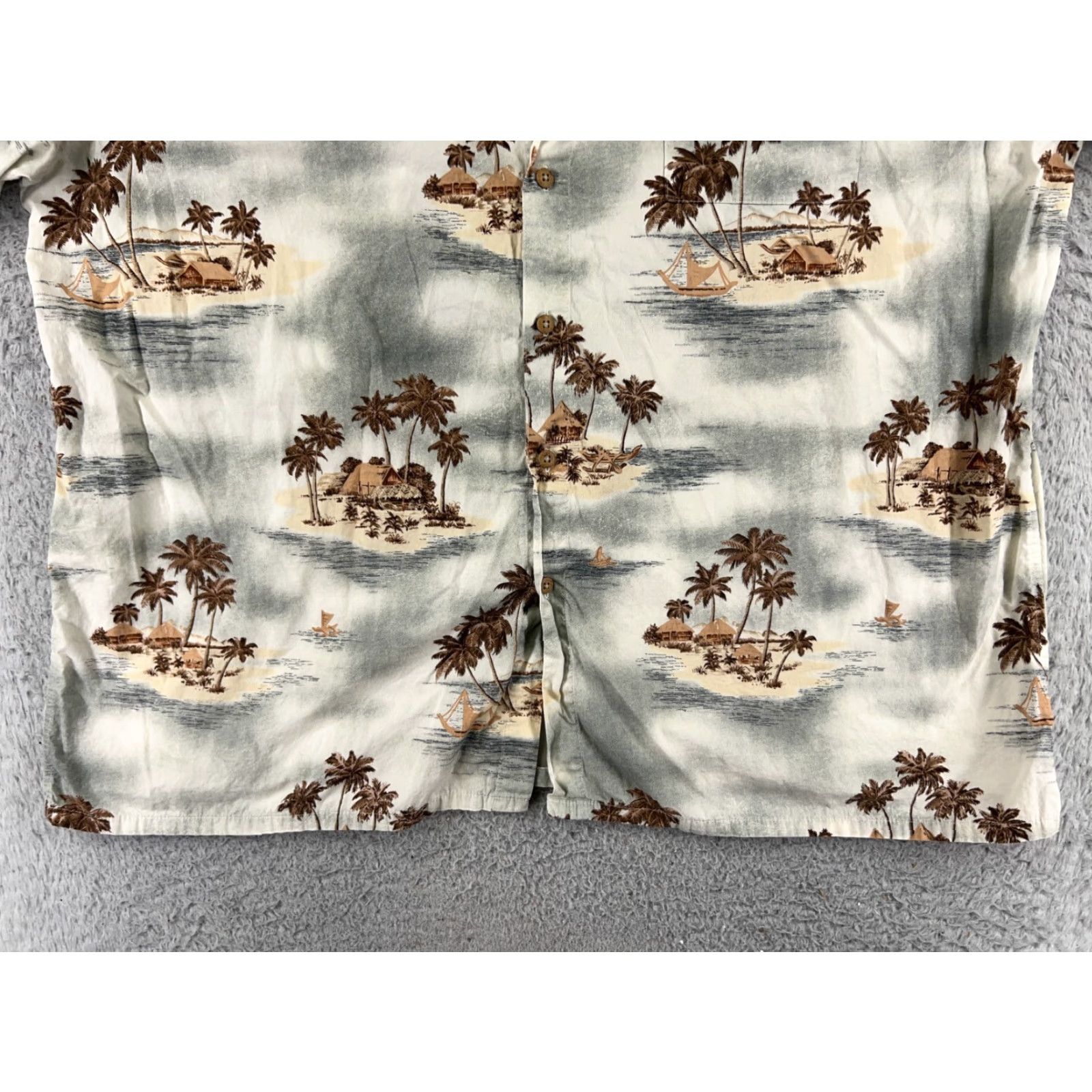 Vintage VINTAGE Campia Shirt Men 2XL Gray Brown Hut Beach Palm Hawaiian Cotton Button Up Size US XXL / EU 58 / 5 - 5 Thumbnail