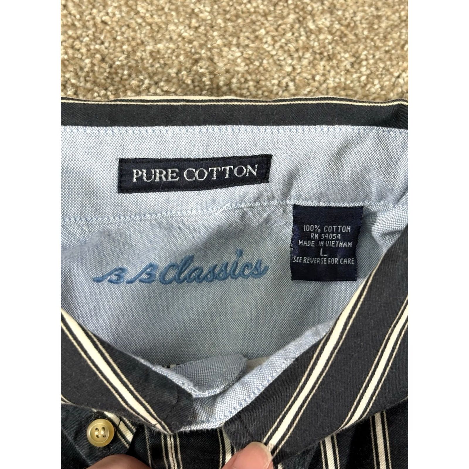 Brooks Brothers BB Classics Brooks Brothers Button-Up Shirt Black/White Striped 100% Cotton Large Men Regular Button Front Long Sleeve Shirt Size US L / EU 52-54 / 3 - 4 Thumbnail