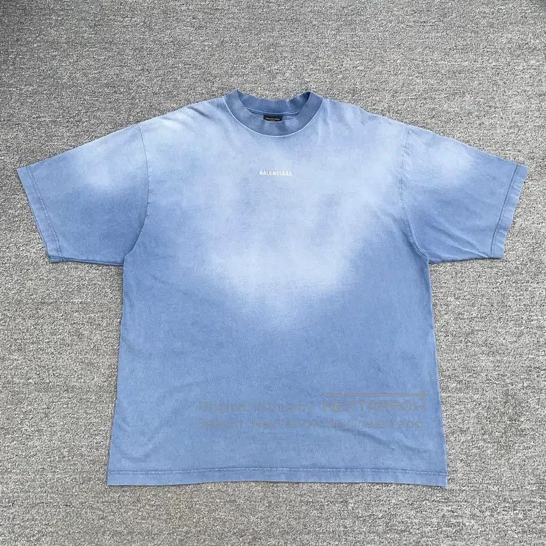 Balenciaga Balenciaga Embroidered Logo Blue Distressed Short Sleeve Size US XL / EU 56 / 4 - 1 Thumbnail