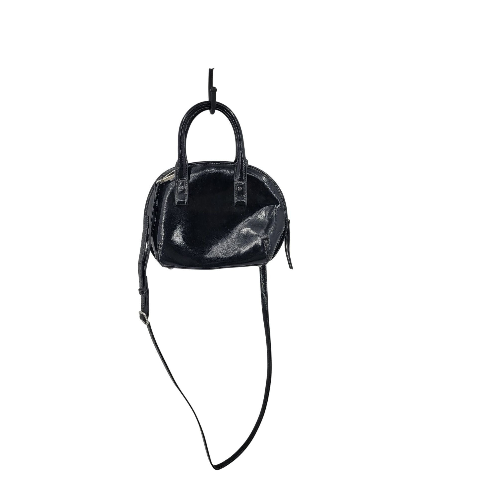 Nine West Vtg Black Faux Patent Leather Mini Top Handle Satchel Crossb Size ONE SIZE - 5 Thumbnail