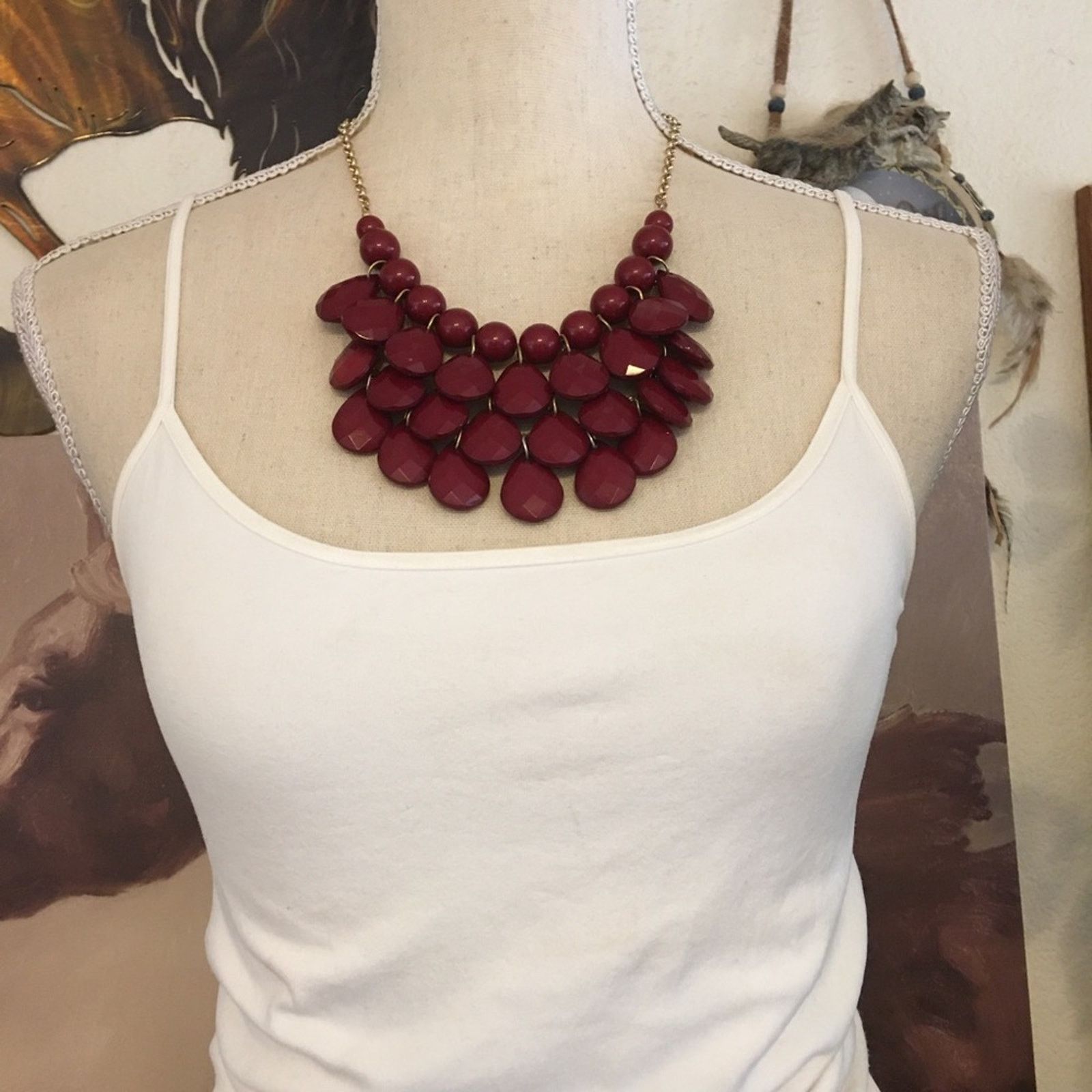 Jewelry Burgundy multi layer beaded necklace Size ONE SIZE - 2 Thumbnail