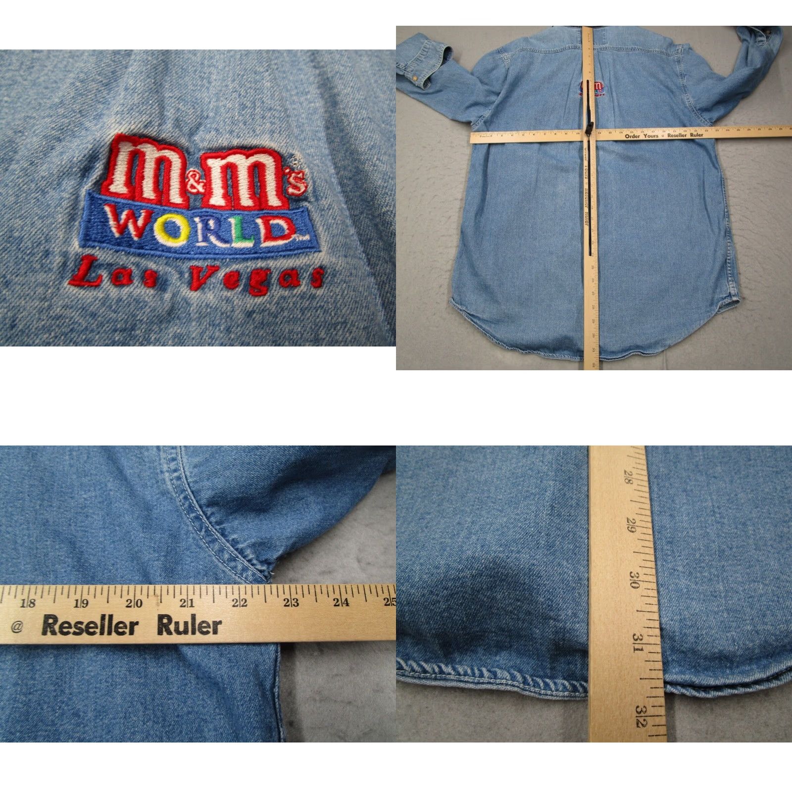 Vintage VINTAGE M&M's Blue Denim Long Sleeve Button Up Shirt Mens Large 90s Cotton Size US L / EU 52-54 / 3 - 8 Thumbnail