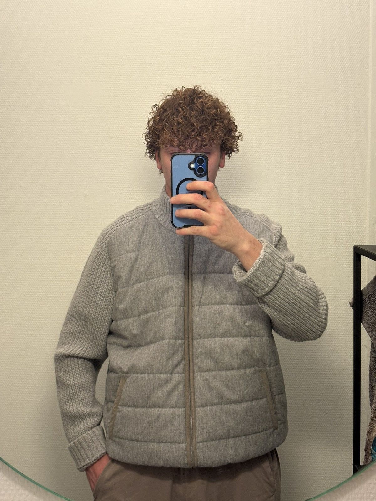 Gran Sasso Rare Sartorial Gran Sasso Knit Wool-Cashmere Down Jacket Full-Zip Cardigan Bomber Size US XL / EU 56 / 4 - 1 Thumbnail