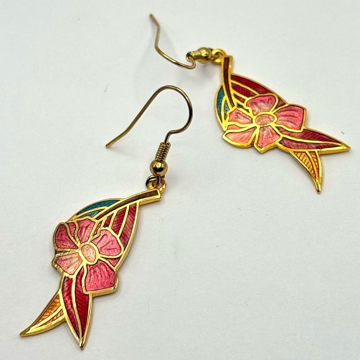 Other Gold & Pink Floral Earrings Size ONE SIZE - 2 Thumbnail