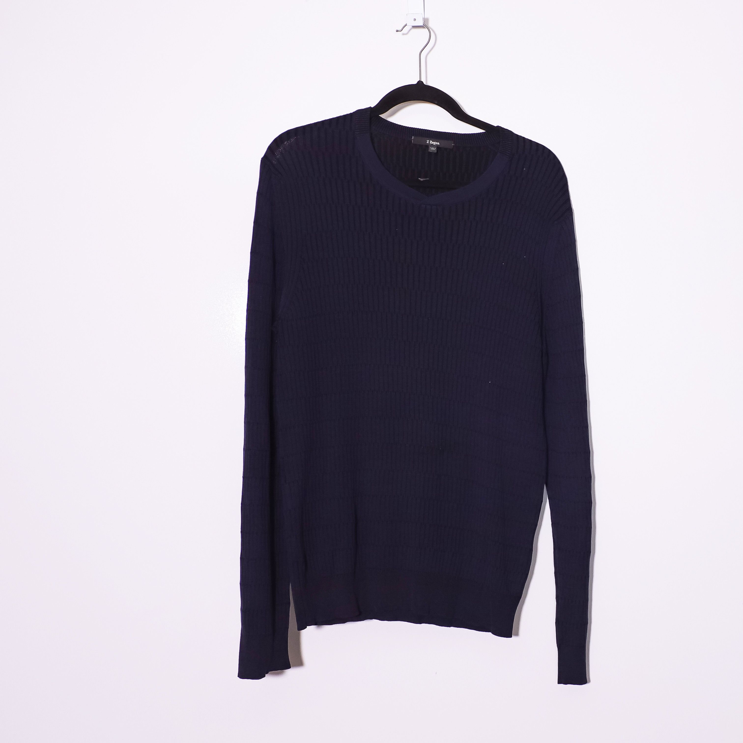Z Zegna Z Zegna Men's Cotton Silk Ribbed Knit Crew Size US XL / EU 56 / 4 - 1 Thumbnail