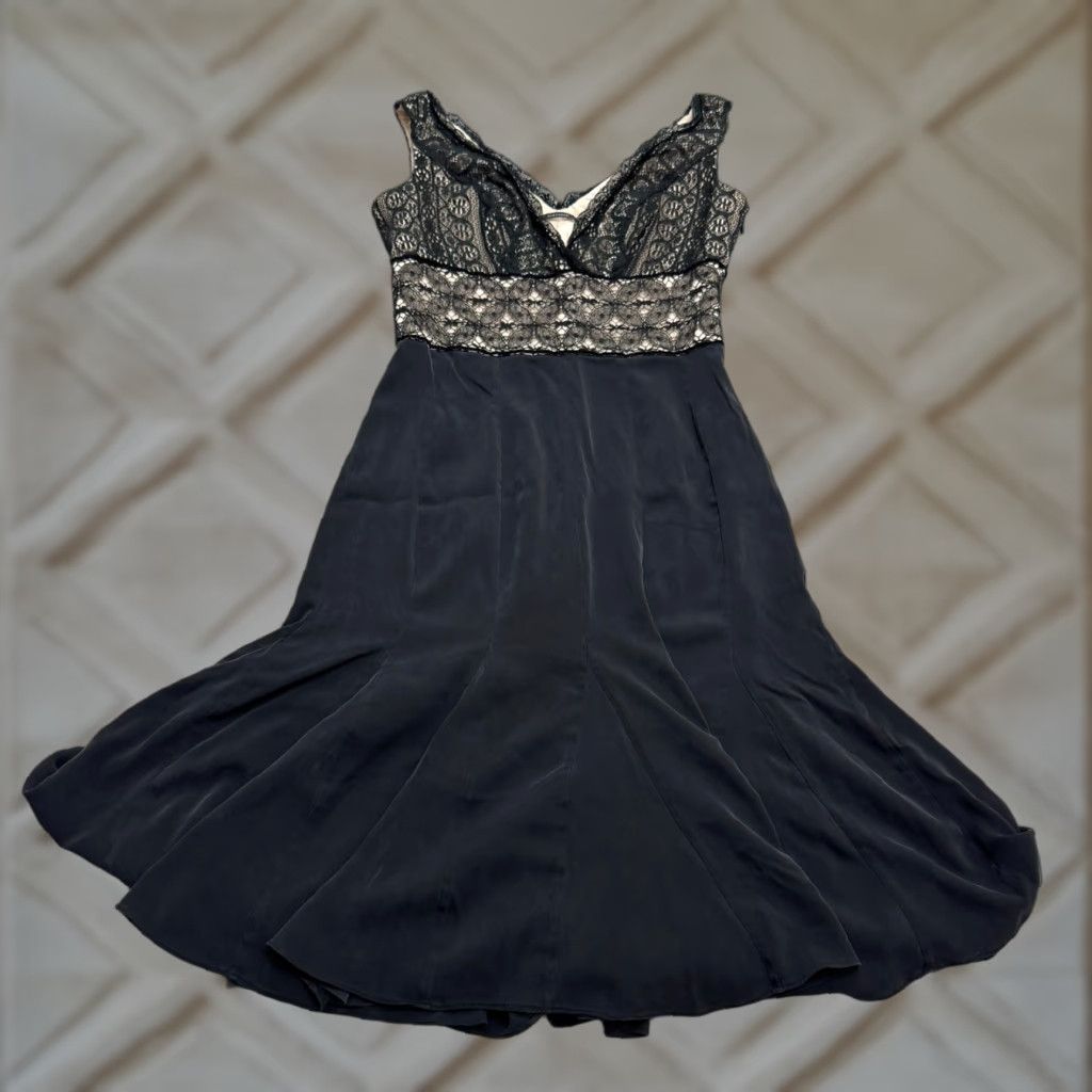 Elie Tahari Dress Womens Small Black Sleeveless Lace Fit & Flare A-Line  Midi - www.tita.cl