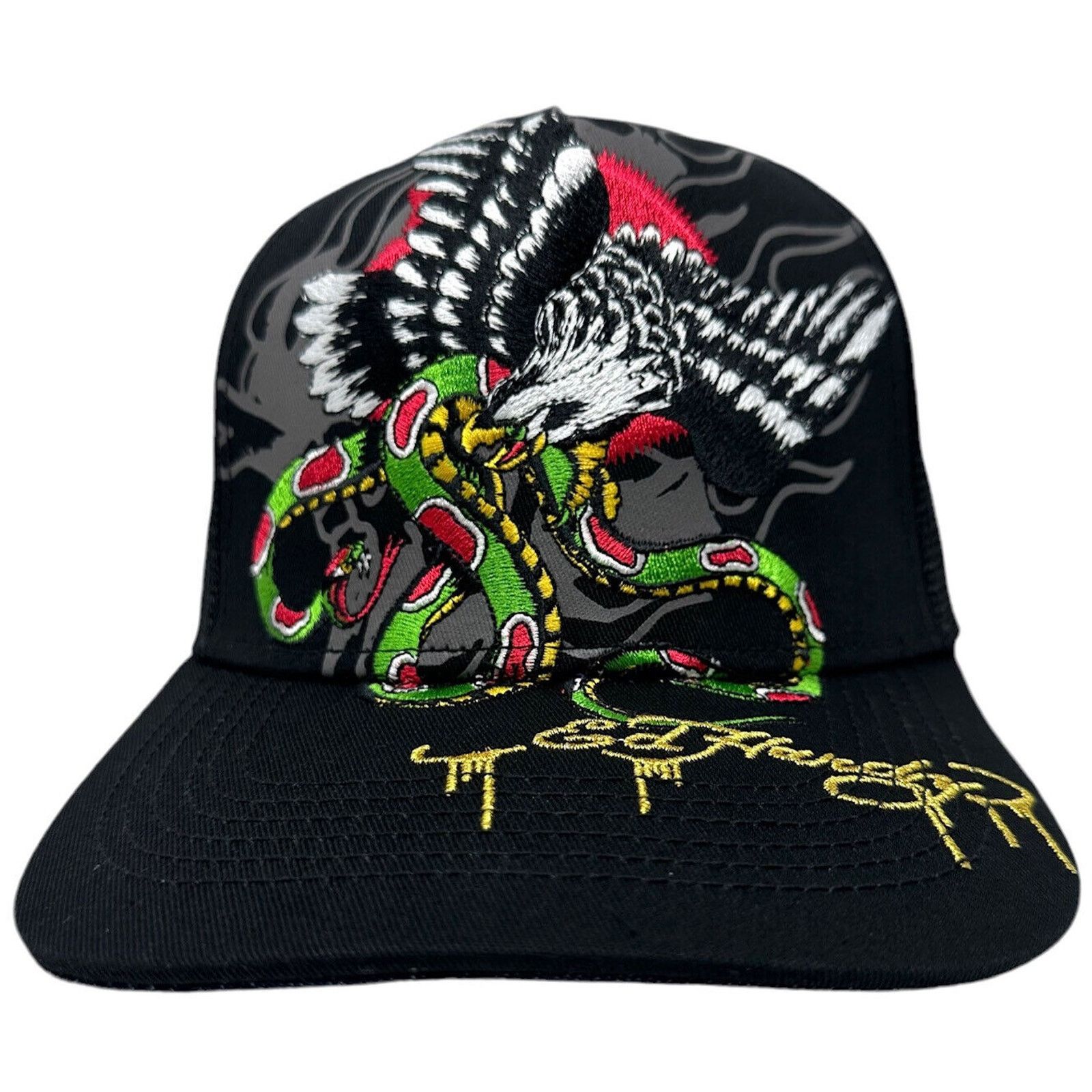 Ed Hardy Ed Hardy Trucker Hat Embroidered Tattoo Eagle Snake Cap Size ONE SIZE - 1 Thumbnail