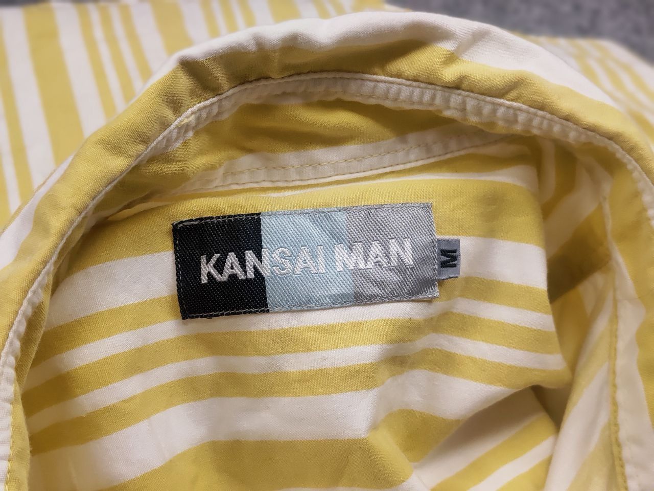 Kansai Yamamoto Vintage 90's Kansai Yamamoto Man Striped Yellow Casual shirt Size US M / EU 48-50 / 2 - 12 Thumbnail