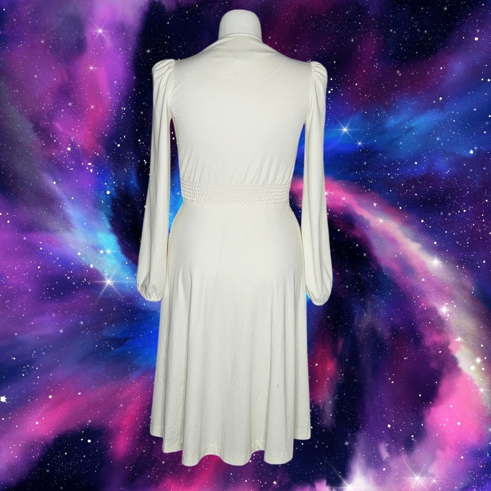 Vintage VTG Young Edwardian by Arpeja Ivory Long Sleeve Zip-Up Dress Size L / US 10 / IT 46 - 5 Thumbnail