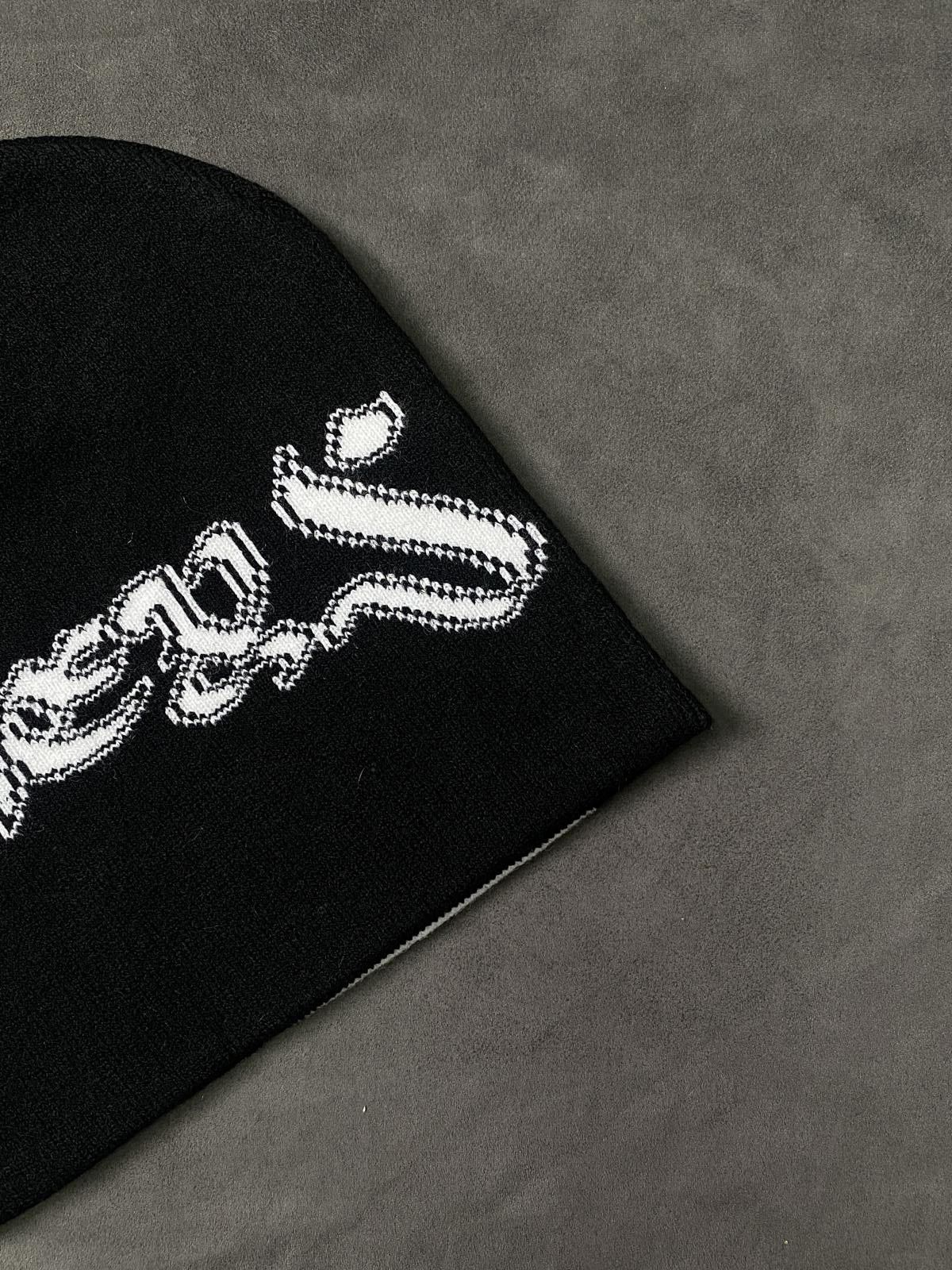 Japanese Brand District8ny 8keys Motorgang Skully No Cuff Knit Black Beanie Size ONE SIZE - 2 Thumbnail