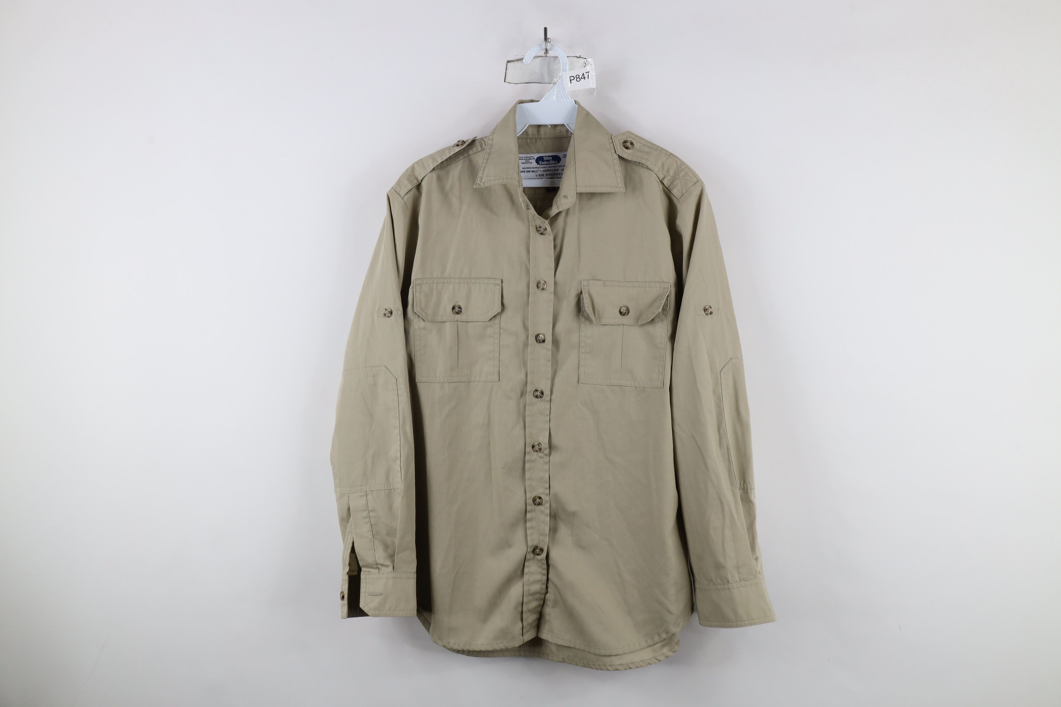 Tilley × Vintage Vintage 90s Tilley Endurables Collared Button Shirt Beige Size S / US 4 / IT 40 - 1 Thumbnail