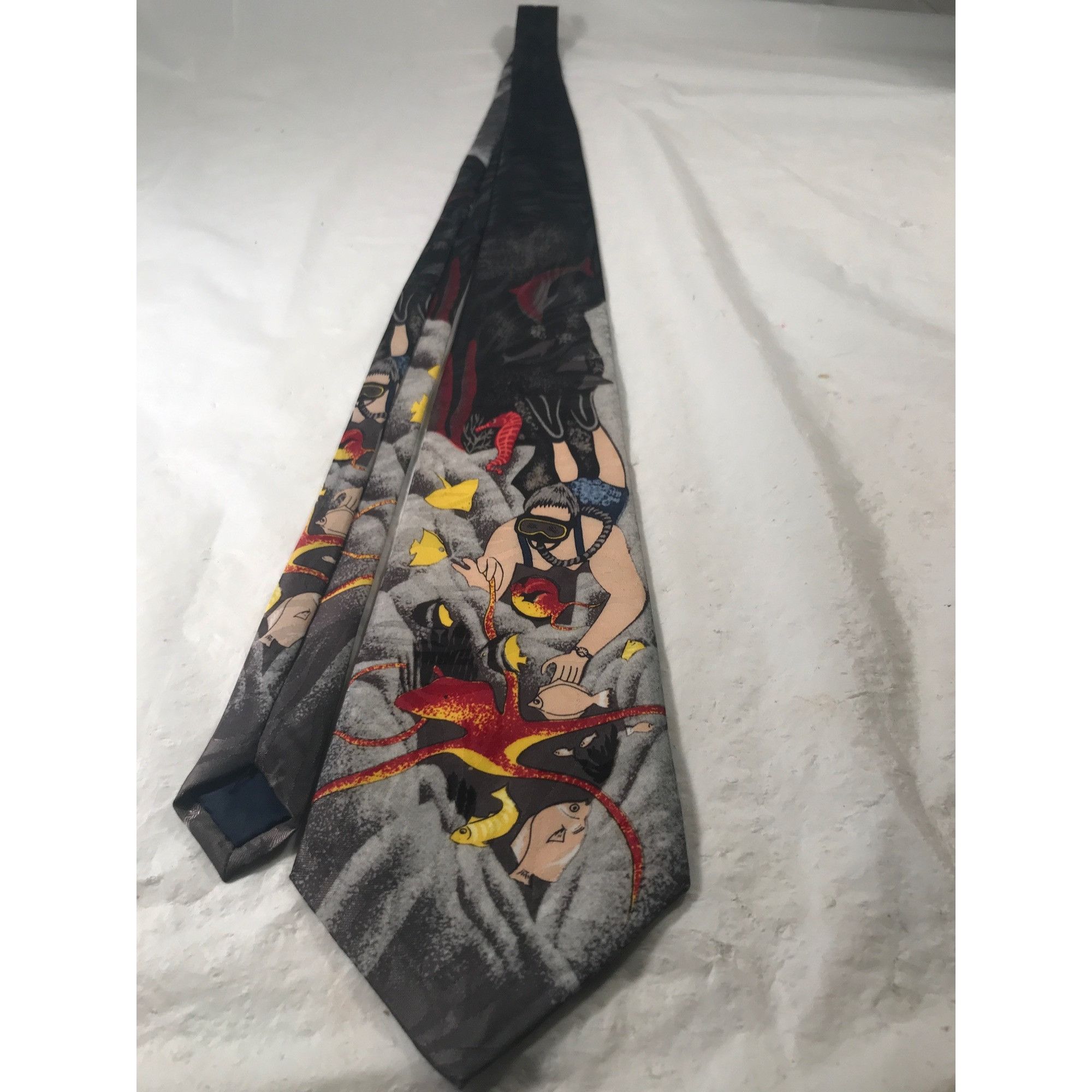 Vintage Vintage Marbella Men’s Black Silk Scuba Diver Neck Tie Size ONE SIZE - 5 Thumbnail