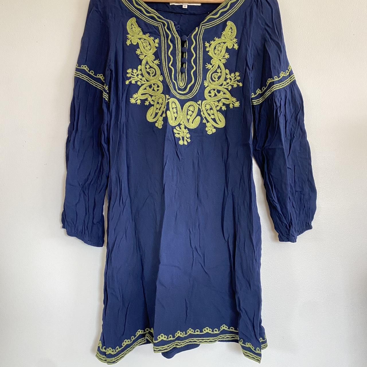 Designer G-MAAZ BLUE BOHO BOHEMIAN DRESS FLOWY LONG SLEEVE SIZE SMALL Size S / US 4 / IT 40 - 4 Thumbnail