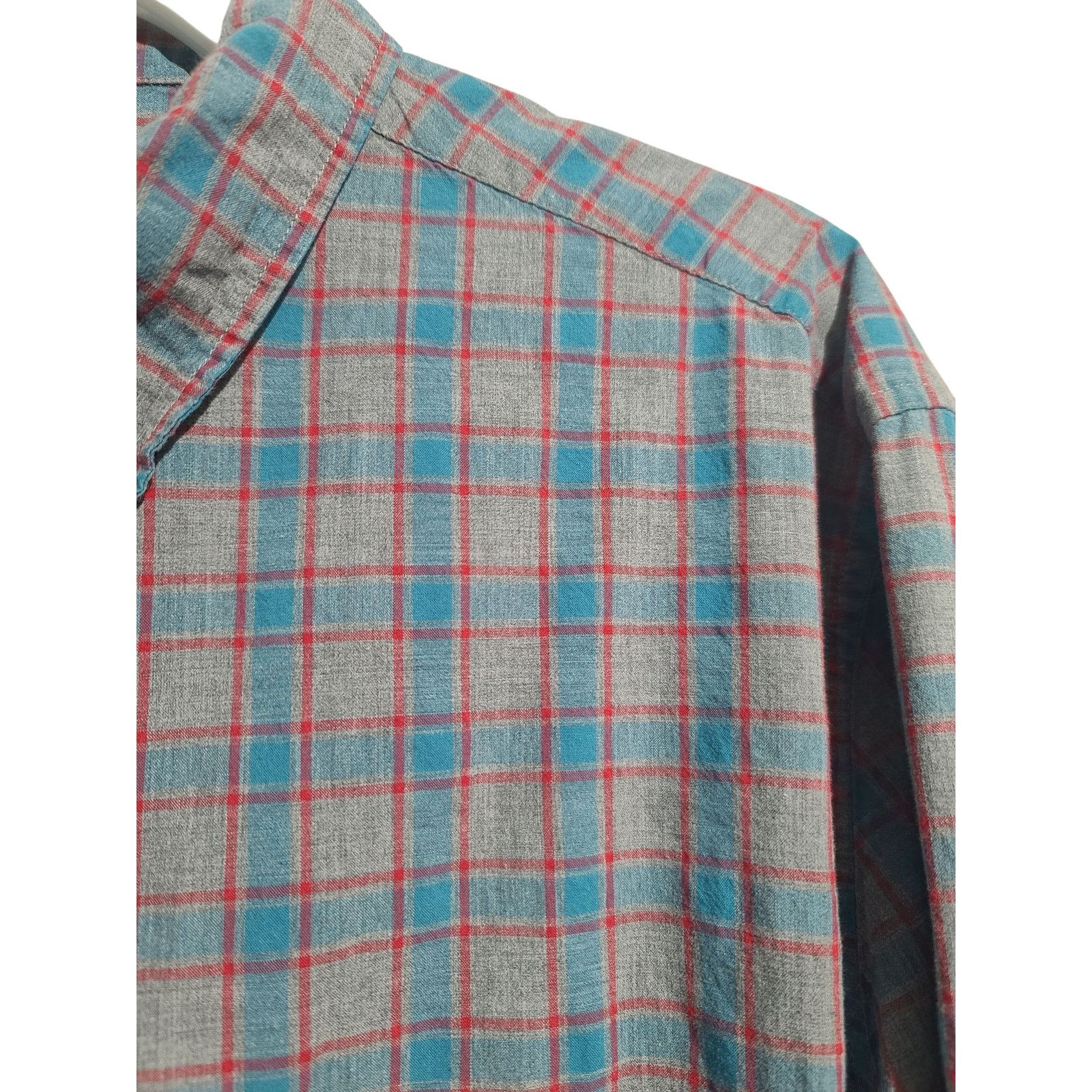 J.Crew J. Crew Gray Blue Windowpane Classic Button Shirt Size XL Size US XL / EU 56 / 4 - 3 Thumbnail