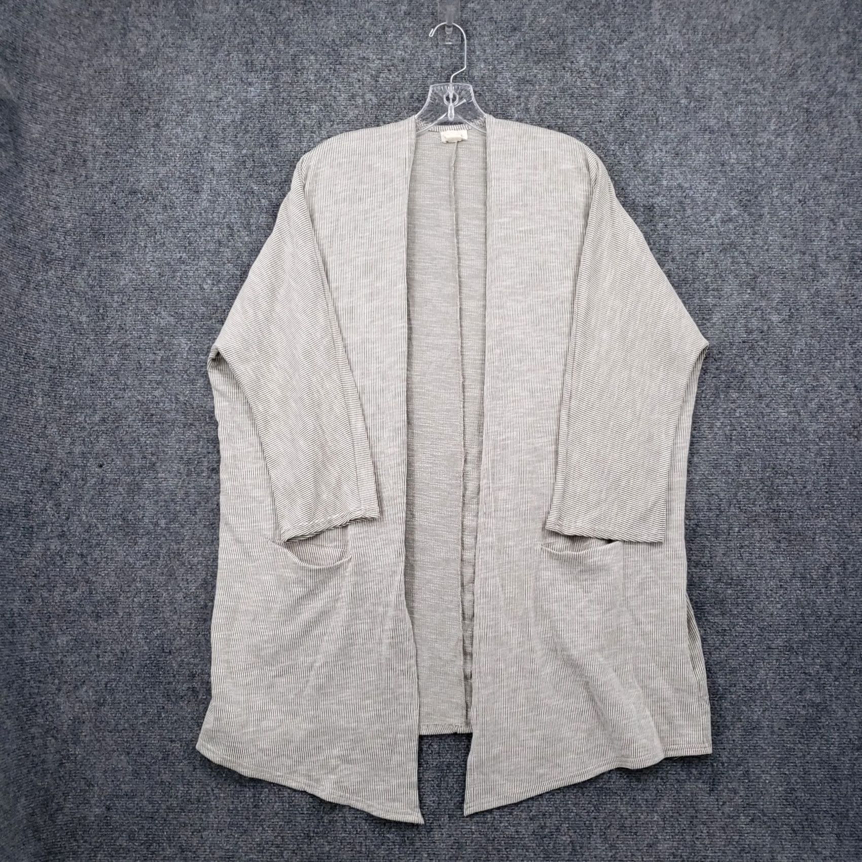 DONNI. Donni Cardigan Womens One Size Gray Osfa Knit Long Sleeve Ribbed Pockets Stretch Size ONE SIZE - 2 Thumbnail