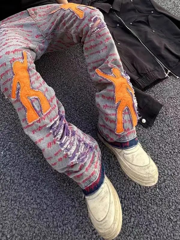 Japanese Brand VIBE Street style patch heavily embroidered ripped jeans Size US 32 / EU 48 - 6 Thumbnail