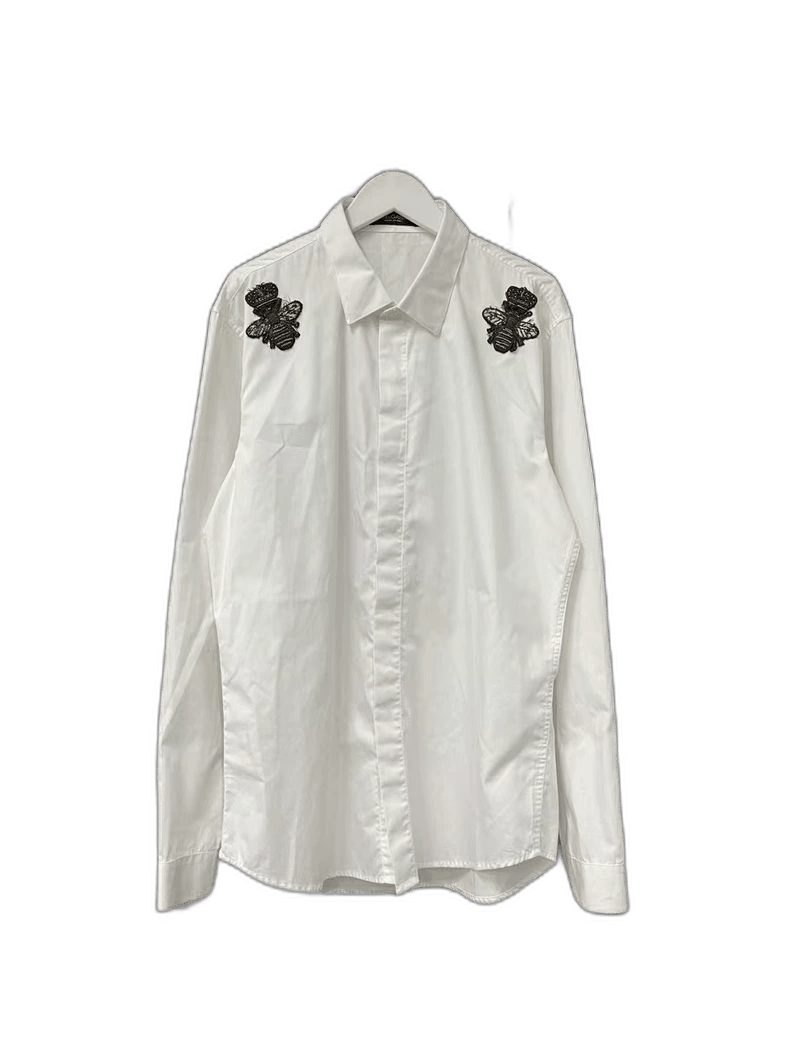 Dolce & Gabbana Dolce & Gabbana White Shirt with Butterfly Embroidery Size US M / EU 48-50 / 2 - 1 Thumbnail
