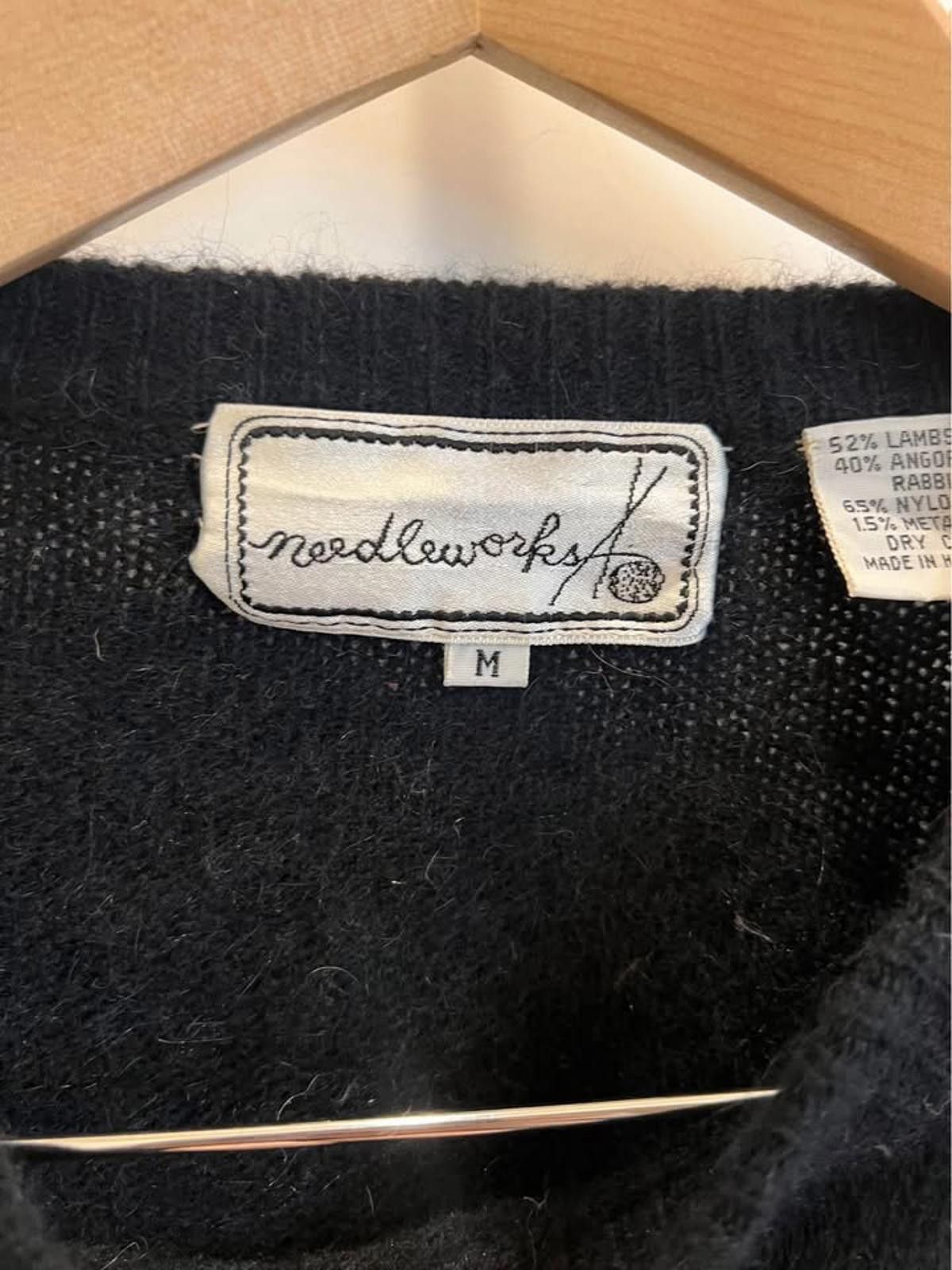 Designer Vintage Needleworks Black Angora Sweater– Hong Kong(M) Size M / US 6-8 / IT 42-44 - 2 Thumbnail